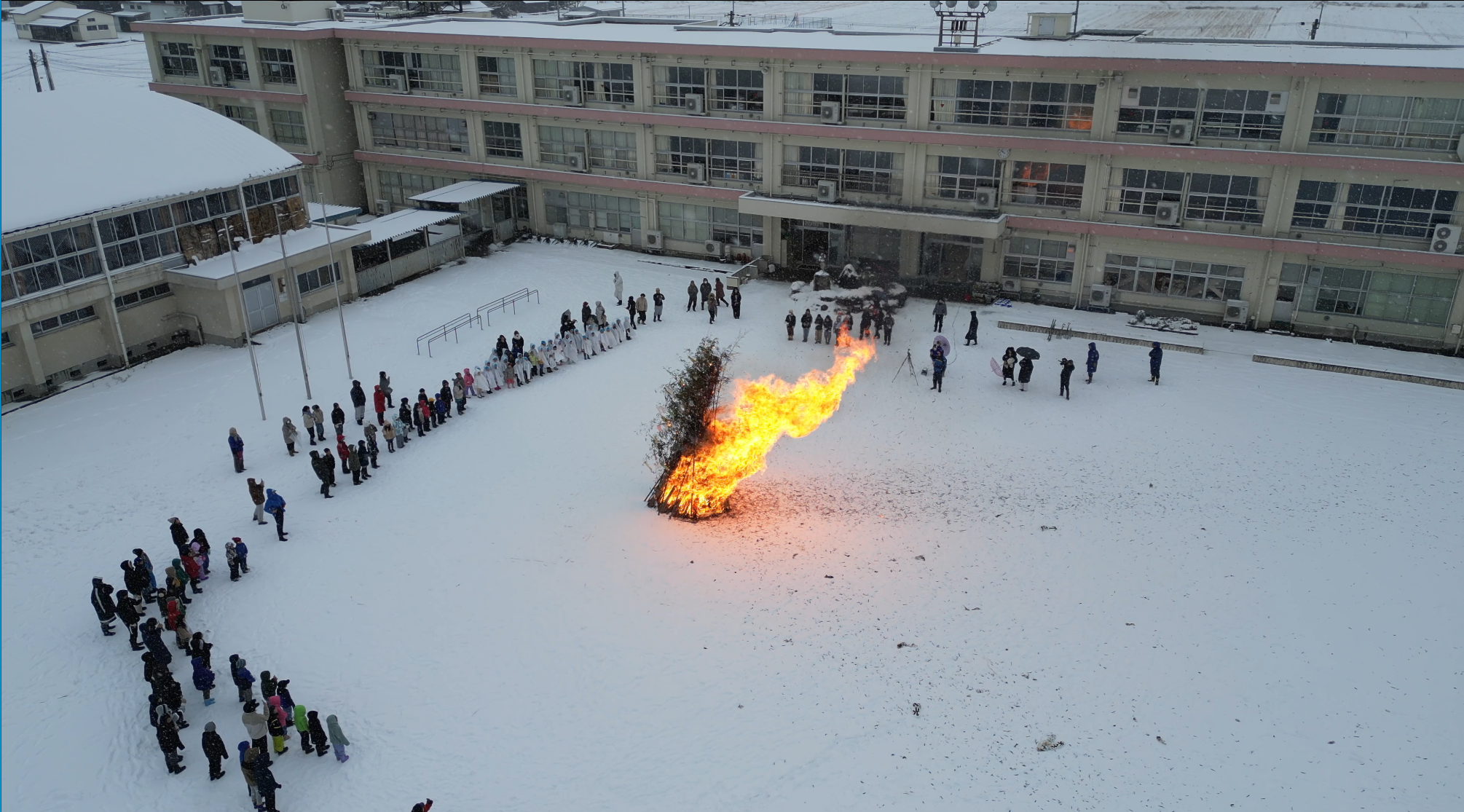 絶景！どんど焼き‐点火！